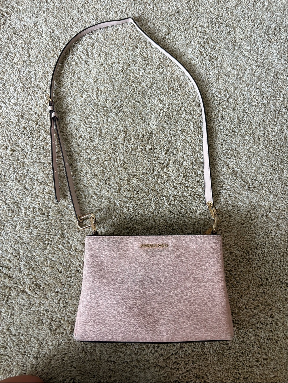 Michael Kors Light Pink Leather Crossbody Bag with Gold Hardware
